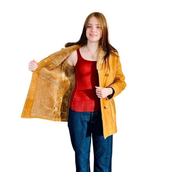 Vintage Shearling Double Breasted Coat - Picture 6 of 7